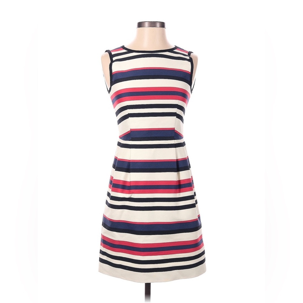 J Crew Striped Dress A Line White Blue Red Black